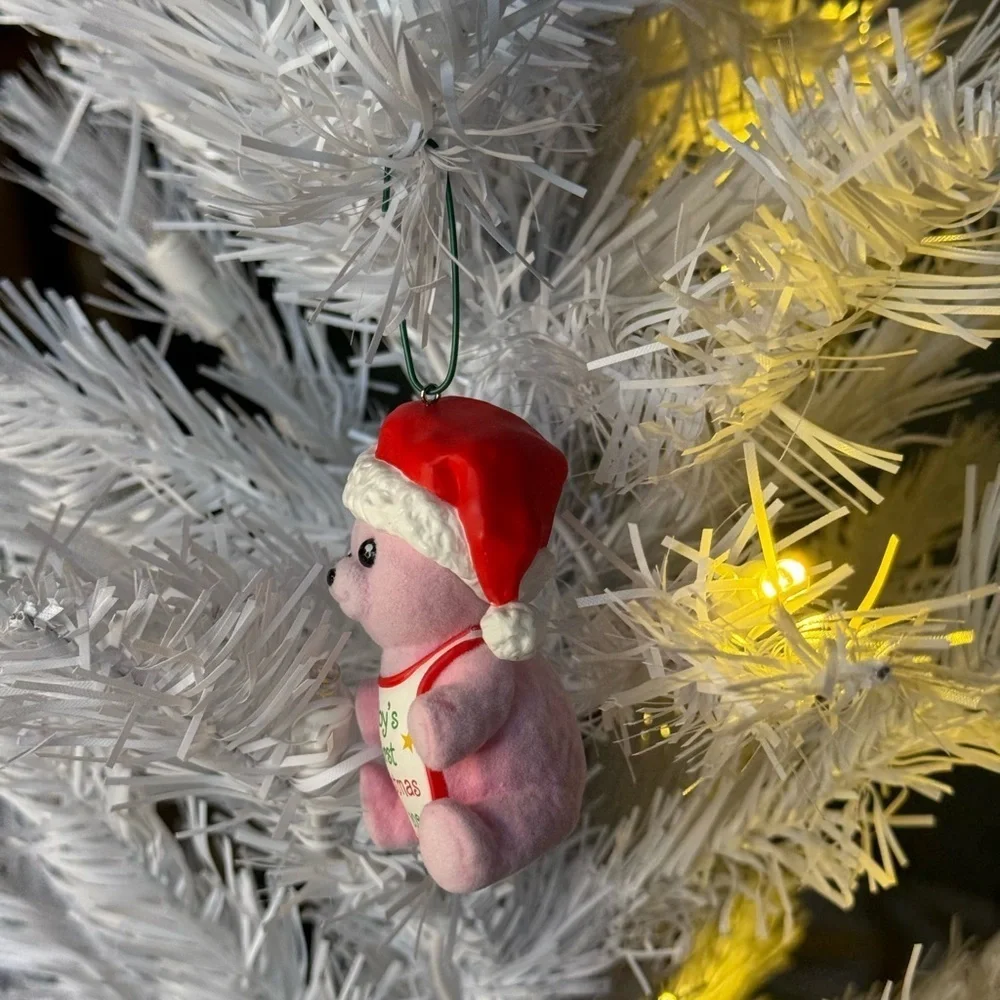 Hallmark 2002 Baby Girl’s  First Christmas Pink Bear Ornament Collectible